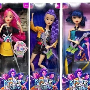 K-Pop Demon Hunters Doll Style Set - Pink, Purple, Blue